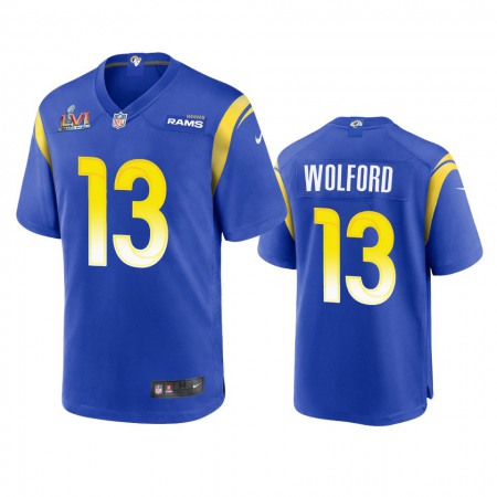 Los Angeles Rams #13 John Wolford Men's Super Bowl LVI Patch Nike Game NFL Jersey - Royal