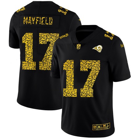 Los Angeles Rams #17 Baker Mayfield Men's Nike Leopard Print Fashion Vapor Limited NFL Jersey Black