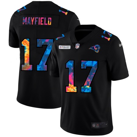 Los Angeles Rams #17 Baker Mayfield Men's Nike Multi-Color Black 2020 NFL Crucial Catch Vapor Untouchable Limited Jersey