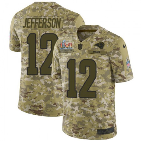 Nike Rams #12 Van Jefferson Camo Super Bowl LVI Patch Men's Stitched NFL Limited 2018 Salute To Service Jersey