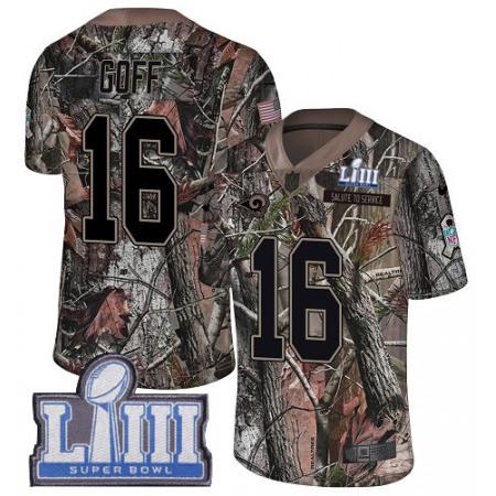 Nike Rams #16 Jared Goff Camo Super Bowl LIII Bound Men's Stitched NFL Limited Rush Realtree Jersey