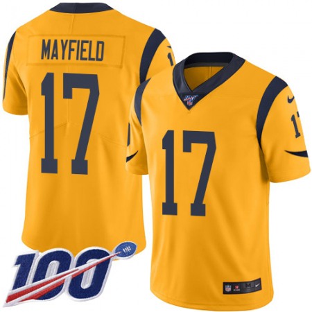 Nike Rams #17 Baker Mayfield Gold Men's Stitched NFL Limited Rush 100th Season Jersey