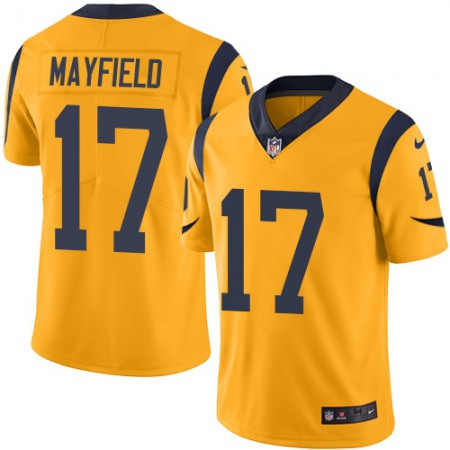 Nike Rams #17 Baker Mayfield Gold Men's Stitched NFL Limited Rush Jersey