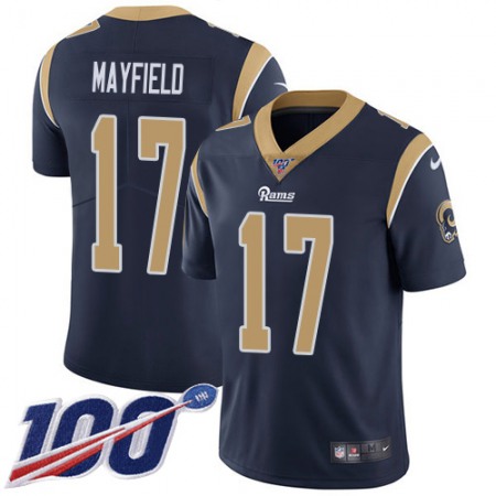Nike Rams #17 Baker Mayfield Navy Blue Team Color Men's Stitched NFL 100th Season Vapor Limited Jersey