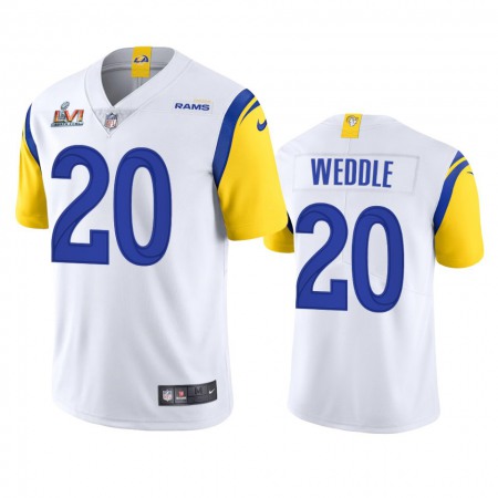 Los Angeles Rams #20 Eric Weddle Men's Super Bowl LVI Patch Nike Alternate Vapor Limited NFL Jersey - White
