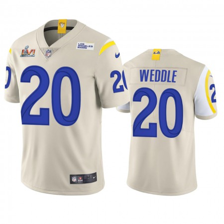 Los Angeles Rams #20 Eric Weddle Men's Super Bowl LVI Patch Nike Vapor Limited NFL Jersey - Bone