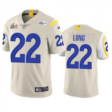 Los Angeles Rams #22 David Long Men's Super Bowl LVI Patch Nike Vapor Limited NFL Jersey - Bone