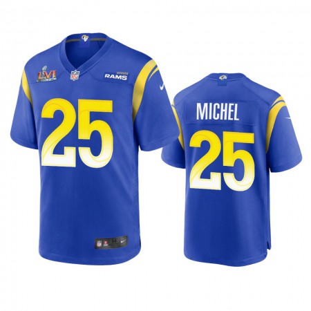 Los Angeles Rams #25 Sony Michel Men's Super Bowl LVI Patch Nike Game NFL Jersey - Royal