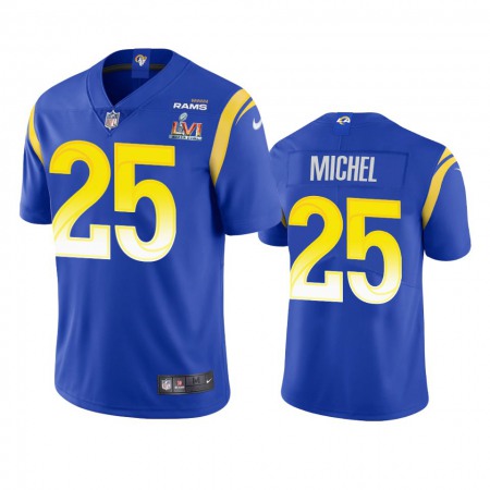 Los Angeles Rams #25 Sony Michel Men's Super Bowl LVI Patch Nike Vapor Limited NFL Jersey - Royal