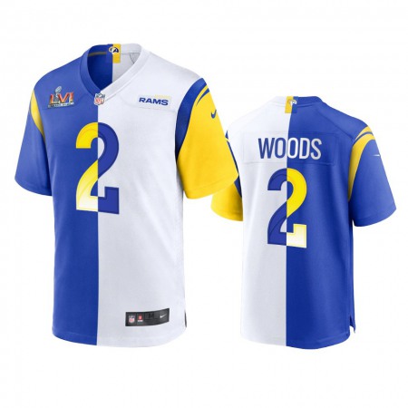 Los Angeles Rams #2 Robert Woods Men's Super Bowl LVI Patch Nike Royal White Split Game NFL Limited Jersey