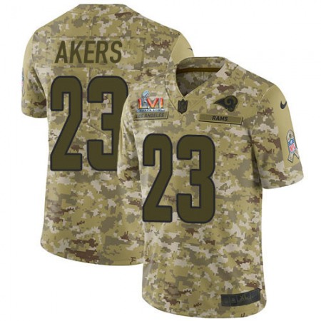 Nike Rams #23 Cam Akers Camo Super Bowl LVI Patch Men's Stitched NFL Limited 2018 Salute To Service Jersey