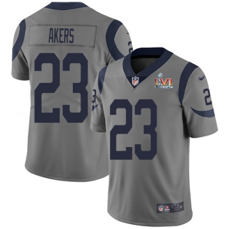 Nike Rams #23 Cam Akers Gray Super Bowl LVI Patch Men's Stitched NFL Limited Inverted Legend Jersey