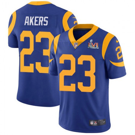 Nike Rams #23 Cam Akers Royal Royal Blue Alternate Super Bowl LVI Patch Men's Stitched NFL Vapor Untouchable Limited Jersey