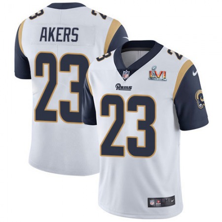 Nike Rams #23 Cam Akers White Super Bowl LVI Patch Men's Stitched NFL Vapor Untouchable Limited Jersey