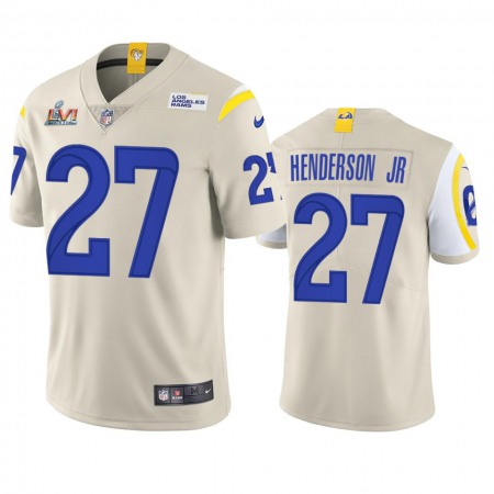 Los Angeles Rams #27 Darrell Henderson Men's Super Bowl LVI Patch Nike Vapor Limited NFL Jersey - Bone