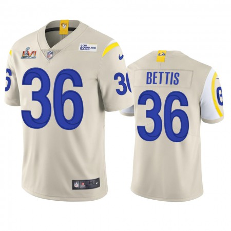Los Angeles Rams #36 Jerome Bettis Men's Super Bowl LVI Patch Nike Vapor Limited NFL Jersey - Bone