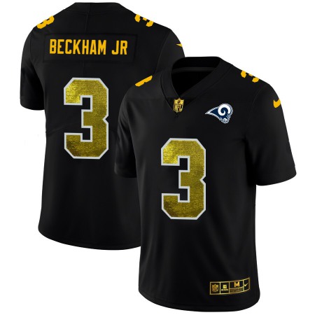 Los Angeles Rams #3 Odell Beckham Jr. Men's Black Nike Golden Sequin Vapor Limited NFL Jersey