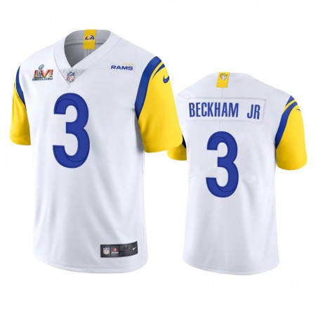 Los Angeles Rams #3 Odell Beckham Jr. Men's Super Bowl LVI Patch Nike Alternate Vapor Limited NFL Jersey - White