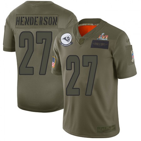 Nike Rams #27 Darrell Henderson Camo Super Bowl LVI Patch Men's Stitched NFL Limited 2019 Salute To Service Jersey