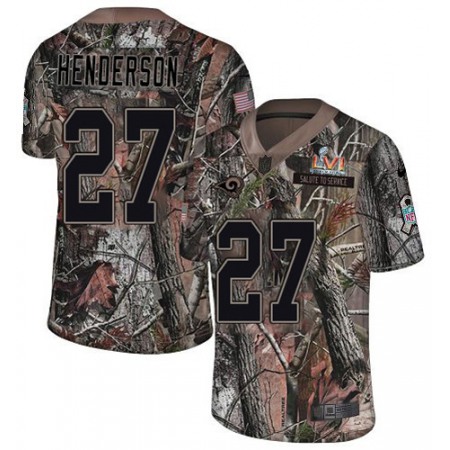 Nike Rams #27 Darrell Henderson Camo Super Bowl LVI Patch Men's Stitched NFL Limited Rush Realtree Jersey