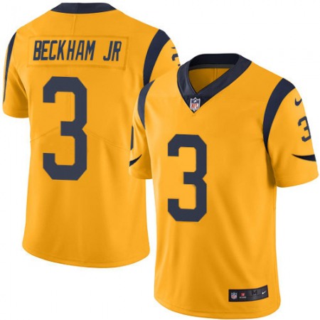 Nike Rams #3 Odell Beckham Jr. Gold Men's Stitched NFL Limited Rush Jersey