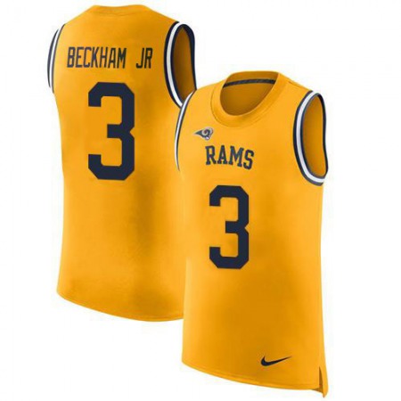 Nike Rams #3 Odell Beckham Jr. Gold Men's Stitched NFL Limited Rush Tank Top Jersey