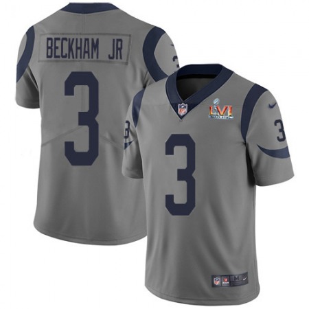 Nike Rams #3 Odell Beckham Jr. Gray Super Bowl LVI Patch Men's Stitched NFL Limited Inverted Legend Jersey