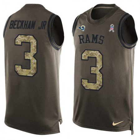 Nike Rams #3 Odell Beckham Jr. Green Men's Stitched NFL Limited Salute To Service Tank Top Jersey