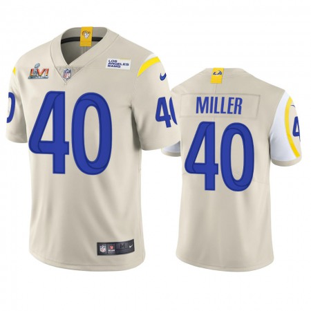 Los Angeles Rams #40 Von Miller Men's Super Bowl LVI Patch Nike Vapor Limited NFL Jersey - Bone