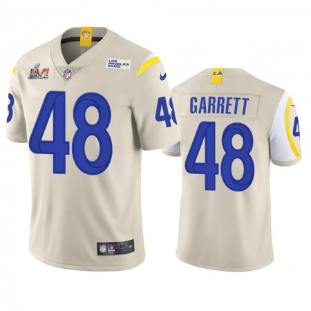 Los Angeles Rams #48 Chris Garrett Men's Super Bowl LVI Patch Nike Vapor Limited NFL Jersey - Bone