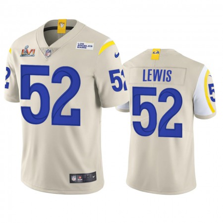 Los Angeles Rams #52 Terrell Lewis Men's Super Bowl LVI Patch Nike Vapor Limited NFL Jersey - Bone