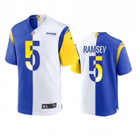 Los Angeles Rams #5 Jalen Ramsey Men's Nike Royal White Split Game NFL Limited Jersey