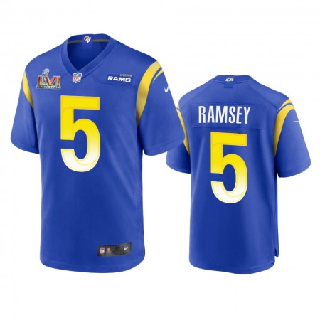 Los Angeles Rams #5 Jalen Ramsey Men's Nike Super Bowl LVI Patch Game NFL Jersey - Royal