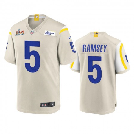 Los Angeles Rams #5 Jalen Ramsey Men's Super Bowl LVI Patch Nike Game NFL Jersey - Bone