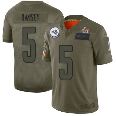 Nike Rams #5 Jalen Ramsey Camo Super Bowl LVI Patch Men's Stitched NFL Limited 2019 Salute To Service Jersey