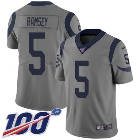 Nike Rams #5 Jalen Ramsey Gray Men's Stitched NFL Limited Inverted Legend 100th Season Jersey