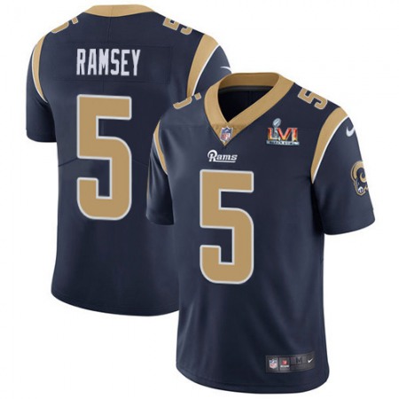 Nike Rams #5 Jalen Ramsey Navy Blue Team Color Super Bowl LVI Patch Men's Stitched NFL Vapor Untouchable Limited Jersey