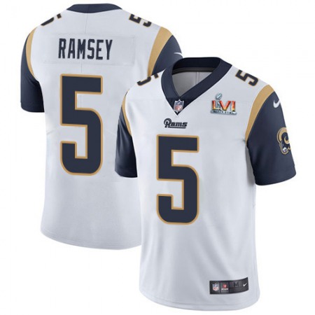 Nike Rams #5 Jalen Ramsey White Super Bowl LVI Patch Men's Stitched NFL Vapor Untouchable Limited Jersey