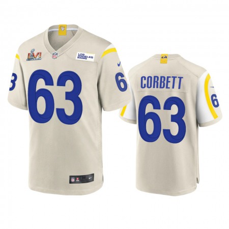 Los Angeles Rams #63 Austin Corbett Men's Super Bowl LVI Patch Nike Game NFL Jersey - Bone