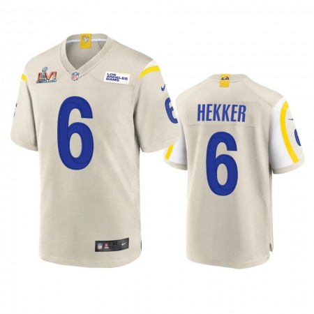 Los Angeles Rams #6 Johnny Hekker Men's Super Bowl LVI Patch Nike Game NFL Jersey - Bone