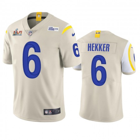 Los Angeles Rams #6 Johnny Hekker Men's Super Bowl LVI Patch Nike Vapor Limited NFL Jersey - Bone