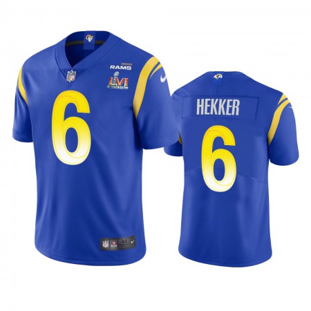 Los Angeles Rams #6 Johnny Hekker Men's Super Bowl LVI Patch Nike Vapor Limited NFL Jersey - Royal