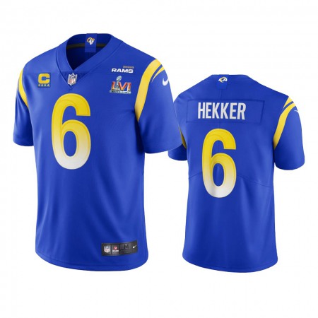 Los Angeles Rams #6 Johnny Hekker Men's Super Bowl LVI Patch Nike Vapor Limited NFL Jersey - Royal