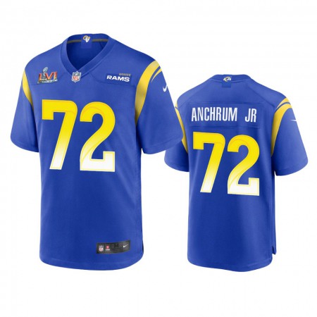 Los Angeles Rams #72 Tremayne Anchrum Jr. Men's Super Bowl LVI Patch Nike Game NFL Jersey - Royal