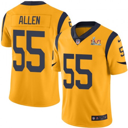 Nike Rams #55 Brian Allen Gold Super Bowl LVI Patch Men's Stitched NFL Limited Rush Jersey