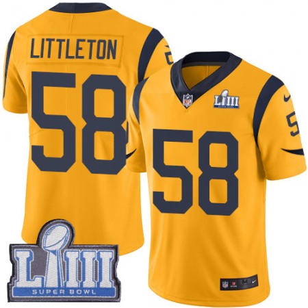 Nike Rams #58 Cory Littleton Gold Super Bowl LIII Bound Men's Stitched NFL Limited Rush Jersey