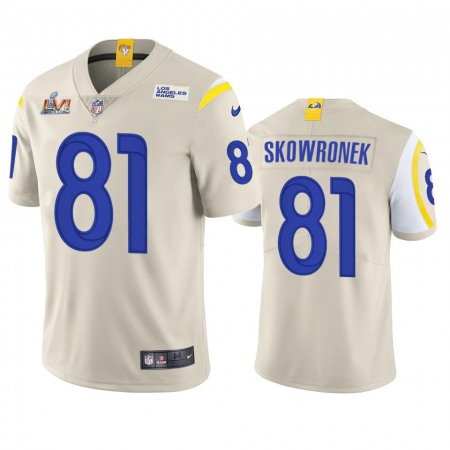 Los Angeles Rams #81 Ben Skowronek Men's Super Bowl LVI Patch Nike Vapor Limited NFL Jersey - Bone
