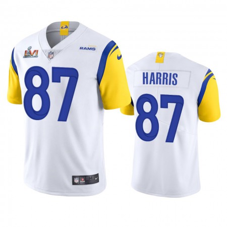 Los Angeles Rams #87 Jacob Harris Men's Super Bowl LVI Patch Nike Alternate Vapor Limited NFL Jersey - White