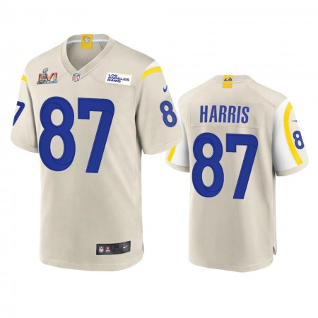 Los Angeles Rams #87 Jacob Harris Men's Super Bowl LVI Patch Nike Game NFL Jersey - Bone