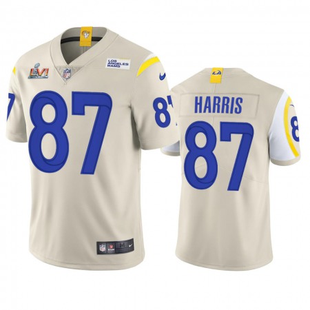 Los Angeles Rams #87 Jacob Harris Men's Super Bowl LVI Patch Nike Vapor Limited NFL Jersey - Bone